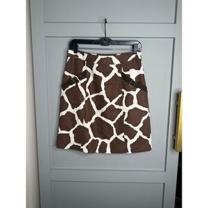 WORTH New York Women's Brown White‎ Animal Print Buckle Detail Mini Skirt Size 2